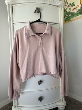 aerie Blush Cropped Polo Pullover